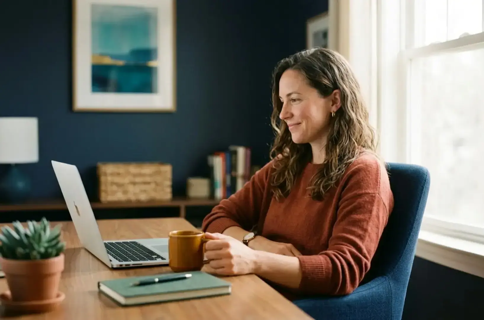 Confident creator at their desk